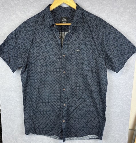 Mens Shirt Rip Curl Short Sleeved Collared With Pocket Size XL Dark Blue Cotton