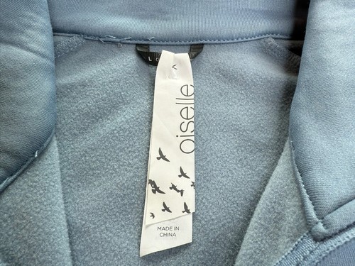 OISELLE Blue Full Zip Jacket Reflective Silver Neck and Sleeves. Size Women's L - Picture 4 of 10