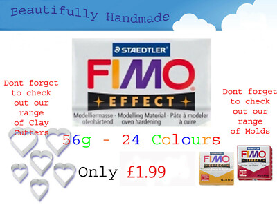 FIMO Effekt 56g Polymer Clay 24 Farben Modellieren Schmuck Basteln 5,5cm x 5,5cm