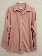 Brooks Brothers Men dress shirt 16.5 - 35 button up muted red orange long sl