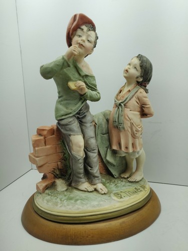 Capodimonte Bruno Merli Figurine Country Girl & Boy Italy 1981 9.5" Tall - Picture 10 of 12