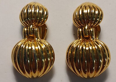 1980's Gold Ball Clip On Earrings | eBay