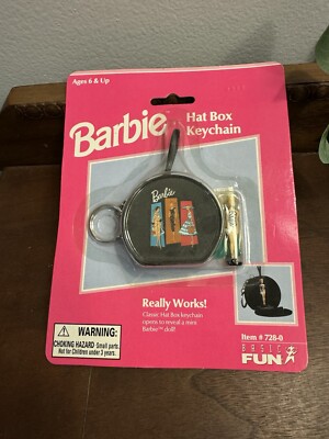 Vintage 1999 Basic Fun Inc Barbie Hat Box Keychain Black