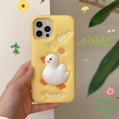 Gaga Happy Duck Cartoon Rubber Phone Case Cover for iPhone 12 13 14 15 Pro  Max