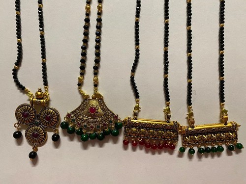 INDIEN MANGALSUTRA rot/Perlen GOLDENE HALSKETTE - BOLLYWOOD SUHAG HOCHZEIT - USA VERKÄUFER - Bild 9 von 9