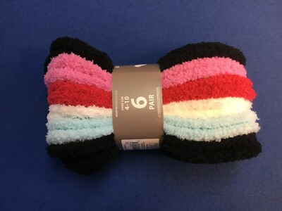 Womens socks: cozy, warm, soft fleece No Show or Mid Crew socks, asst colors 6pk