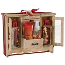 French Vanilla Fragrance Spa  Skin Care Gift Set in Natural Wood Curio