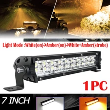 Strobe Amber 7" inch LED Work Light Bar Flood Spot Combo Fog Offroad Driving