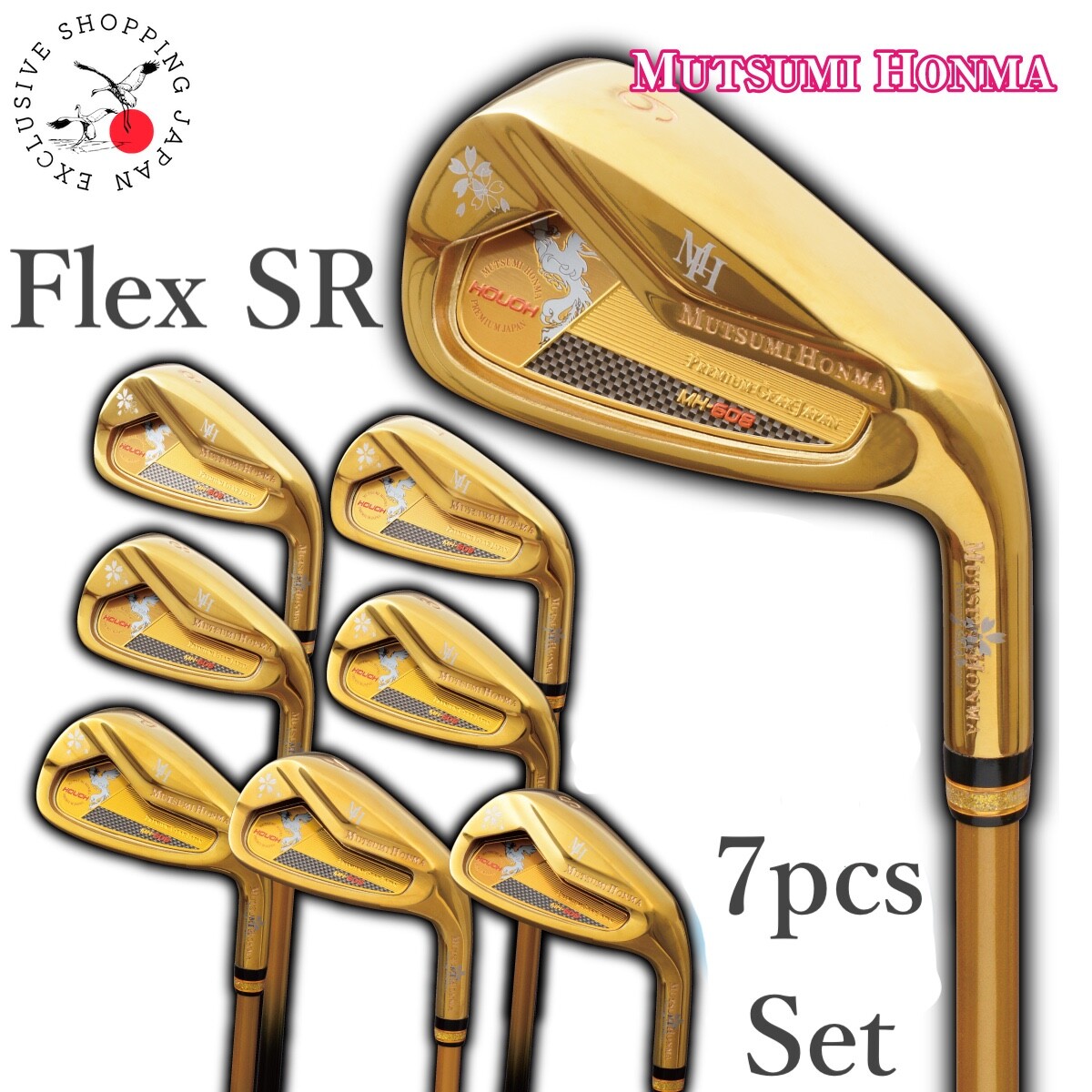 MUTSUMI HONMA Golf Club Phoenix MH608 Steel Iron SR Flex 7pc MUTSUMI HONMA Golf Club Phoenix MH608 Steel Iron SR Flex 7pc