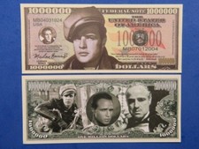 4 Bills: MARLON BRANDO: Oscar Winning Actor ~ Cool $1,000,000 One Million Dollar