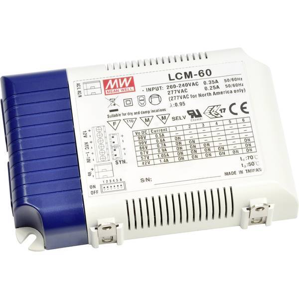 Mean well lcm60da driver per led corrente costante 60 w 0 5 1 4 a 2 90 v/dc