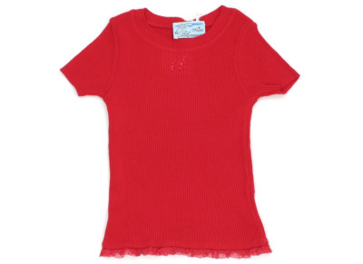 MISS BLUMARINE Stretch-Shirt Designer T-Shirt gerippt Spitze Mädchen Gr. 116 rot