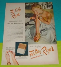 1947 PRINT AD~EVERSHARP SCHICK FASHION RAZOR FOR WOMANS LEGS Pretty Blonde Lady