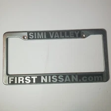 Simi Valley First Nissan California Car Plastic Silver License Plate Frame