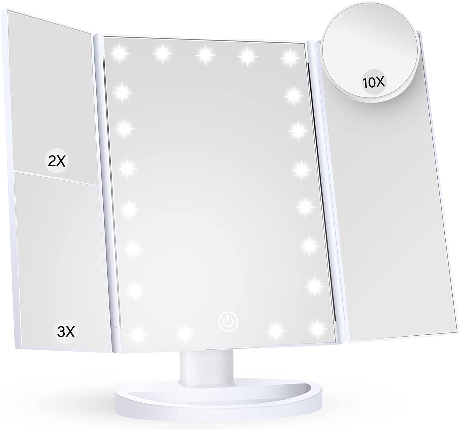 LED Vanity Mirror with 3 Magnification Levels – 2X 3X 10X Lighted Makeup Mirror  -image