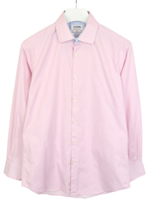 T. m. Lewin Slim Fit Formelle Shirt Herren XL Haifischkragen Muster Pink