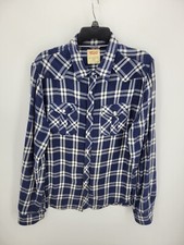 Levis Shirt Mens Large Blue White Plaid Pearl Snap Western Long Sleeve Cowboy