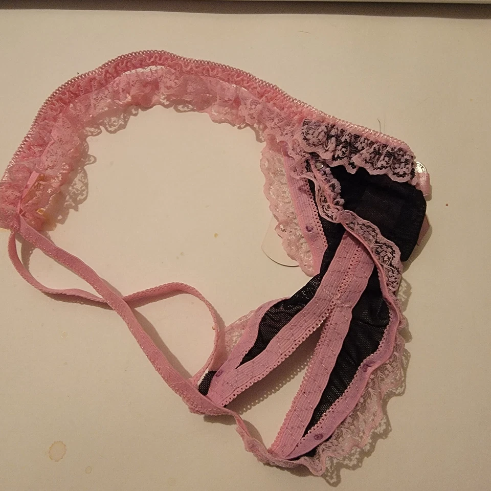 Tanga de encaje Fhideai sexy atractivo experto ROSA/NEGRO s/m  Foto 3 de 4