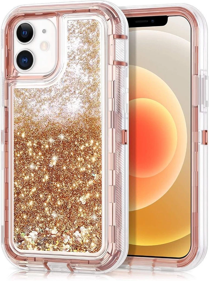 Funda protectora a prueba de golpes para iPhone 15/14/13/12/11/XR/XS/8/7 brillo arena movediza Foto 2 de 4