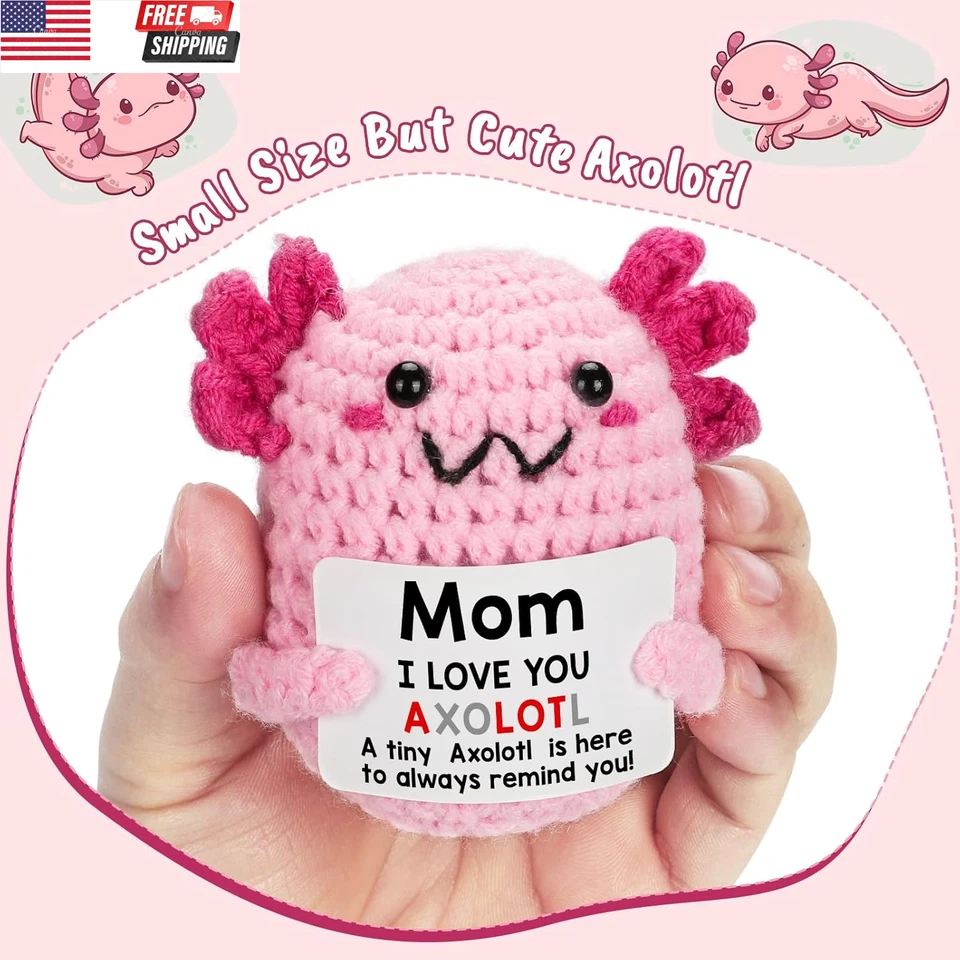 Presente de mãe da filha, mini presente axolote de crochê feito à mão para o Dia das Mães, Bir - Imagem 2 de 4