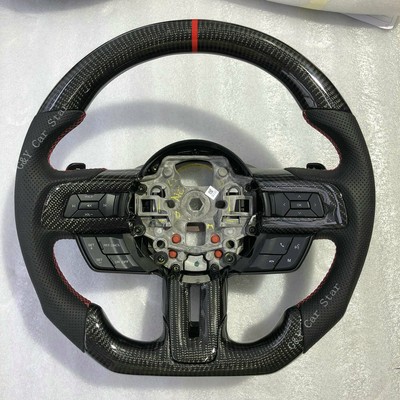 100% Real Carbon Fiber Leather Car Steering Wheel For Ford Mustang 2018 ...