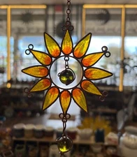 Sun Orange Suncatcher Windchime  25" x 4"