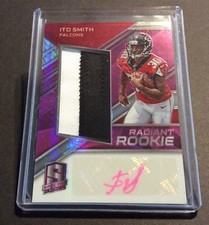 2018 Panini Spectra Radiant Rookie Patch AUTO Ito Smith 14/15 Falcons