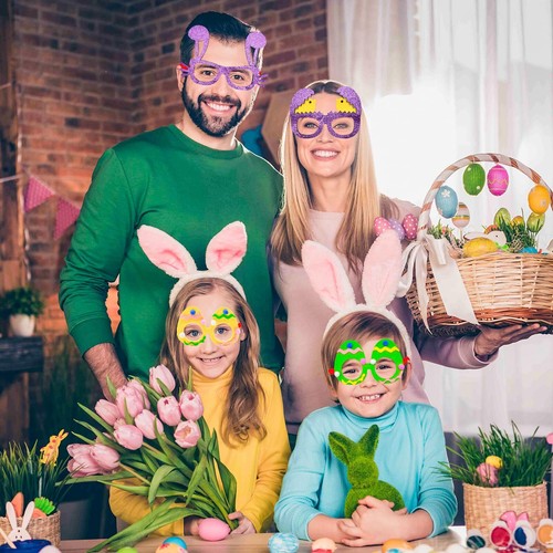 9 Pcs Easter Glasses Party Decor - Glitter Bunny and Egg Sunglasses Frames No... - Picture 5 of 6