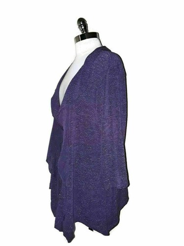 FASHION BUG Plus Size 0X Sweater Cardigan Purple Sparkles - Picture 4 of 6