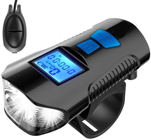 Fahrradbeleuchtung Tacho LED Fahrradbeleuchtung mit Hupe, LCD Display USB - Bild 2 von 11