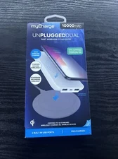 myCharge UnPlugged Dual Qi Fast Wireless Powerbank Charger 10000mAh White
