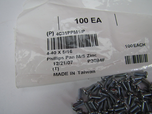 4.40 x 5/16 (100) Philips Pan Head Screw Bolt M/S Zinc 4C31PPM1/P #01 - Picture 2 of 3