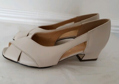 ladies cream low heeled shoes