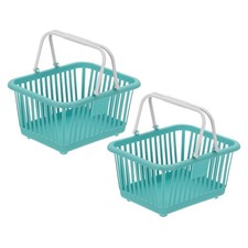 2 Pcs Rectangle Mini Shopping Basket with Handles, Dark Blue
