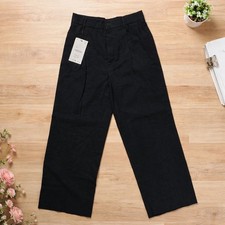 Zara Wide Leg Trousers Pants Black Zip Fly Size S