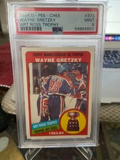 1984-85 O Pee Chee Opc 373 Wayne Gretzky Psa 9 Mint Art Ross Trophy Beauty