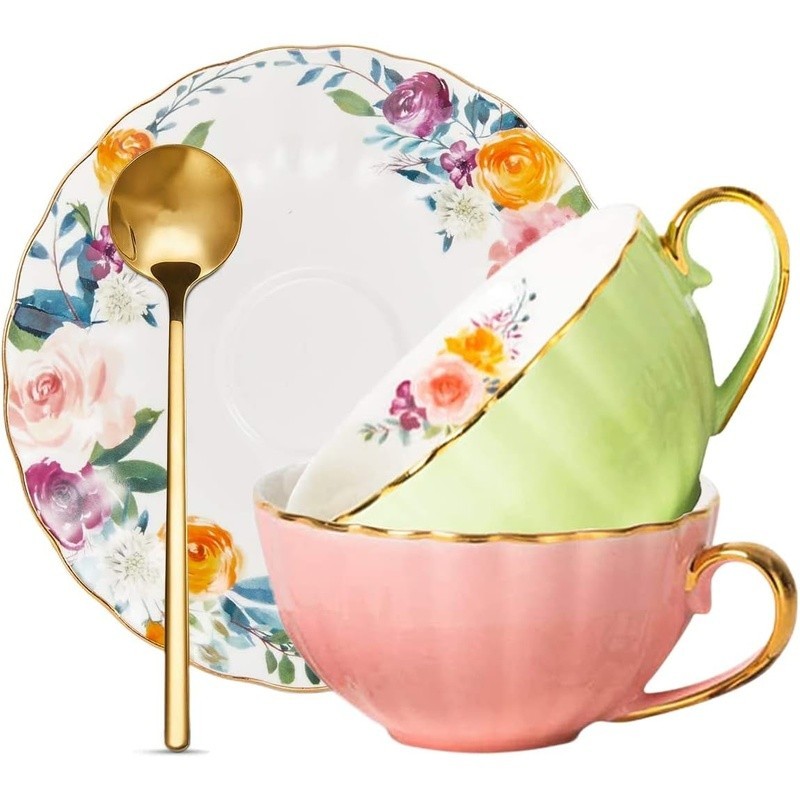 Cup Set W/ Gold Trim Gift Box 8oz Special Occasions New