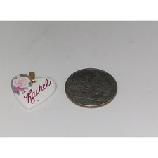 Rachel Heart Shaped Kiln Fired Porcelain Metal Bail Pendant Flower graphic