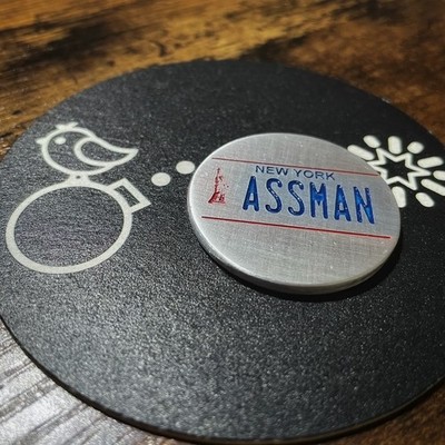 Kramer Assman License Plate 1.5  Round Aluminum Golf Ball Marker!