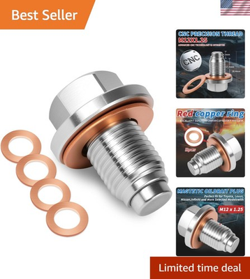 #ad Magnetic Oil Drain Plug M12x1.25 Includes 5 Copper Washers for Safety $5.69