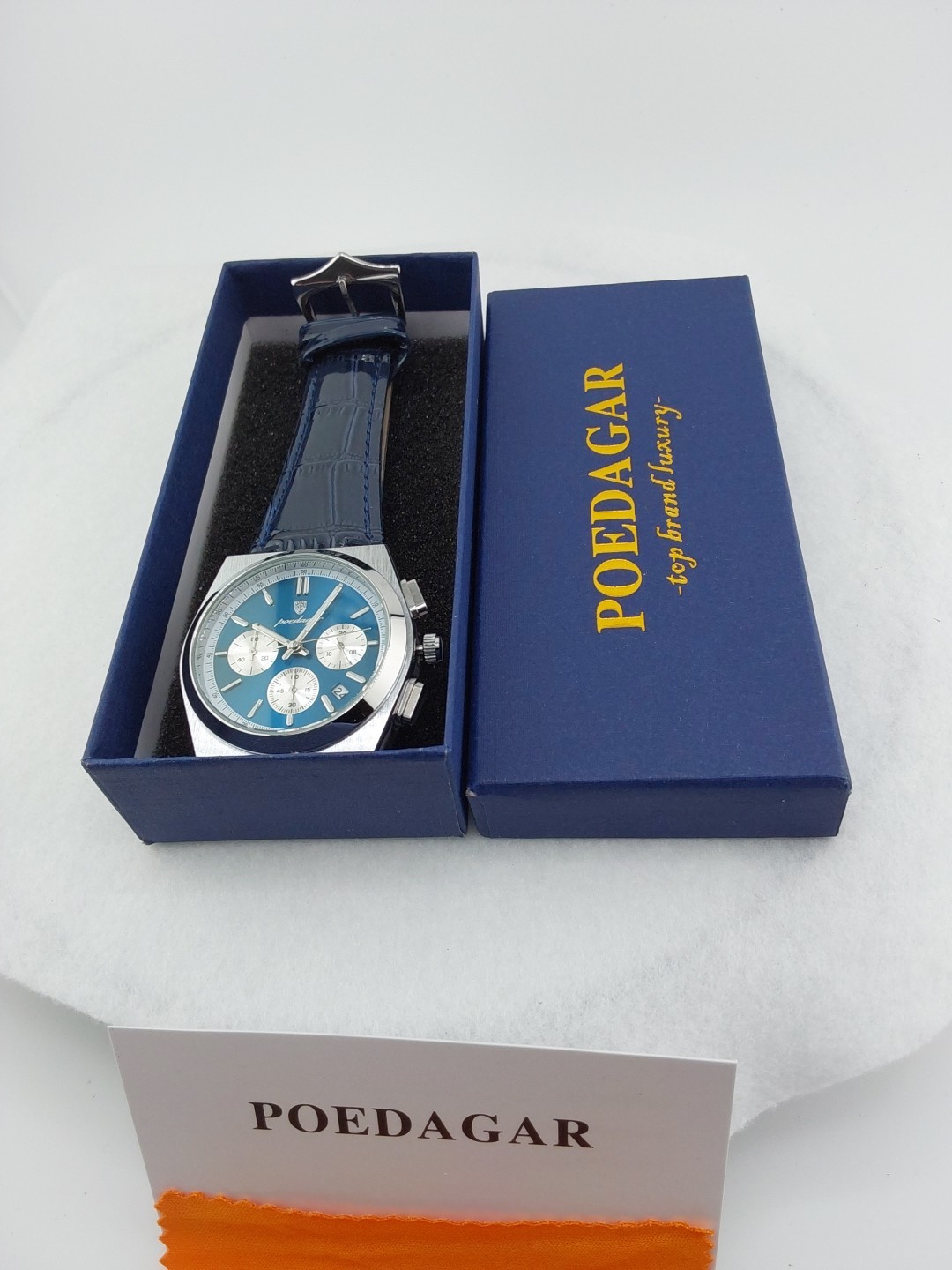 Luxury Chronograph Blue Dial 40mm With Blue Leather Strap  970