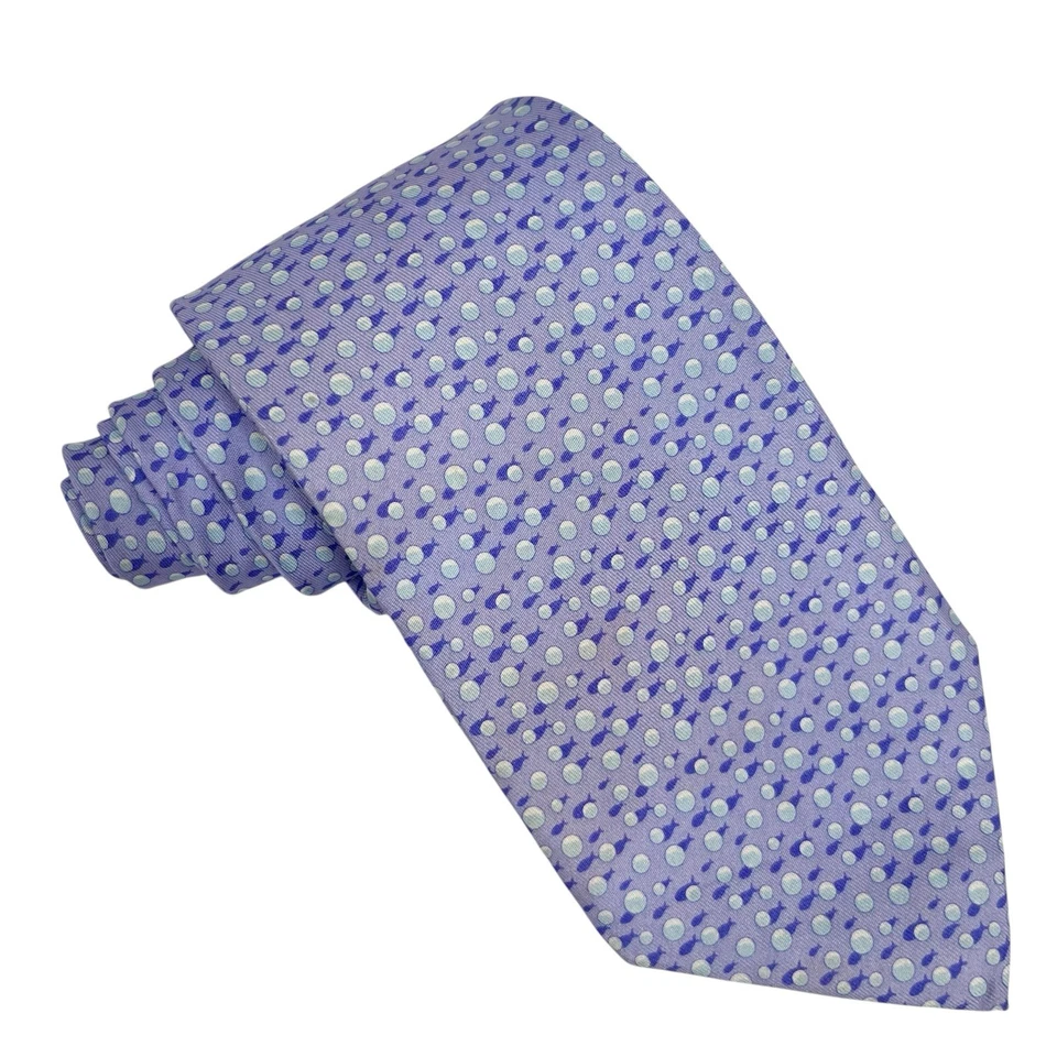 Corbata de peces y burbujas de seda lila Vineyard Vines para hombre EE. UU. 3,75" (W) x 58,5" (L) guc Foto 4 de 4