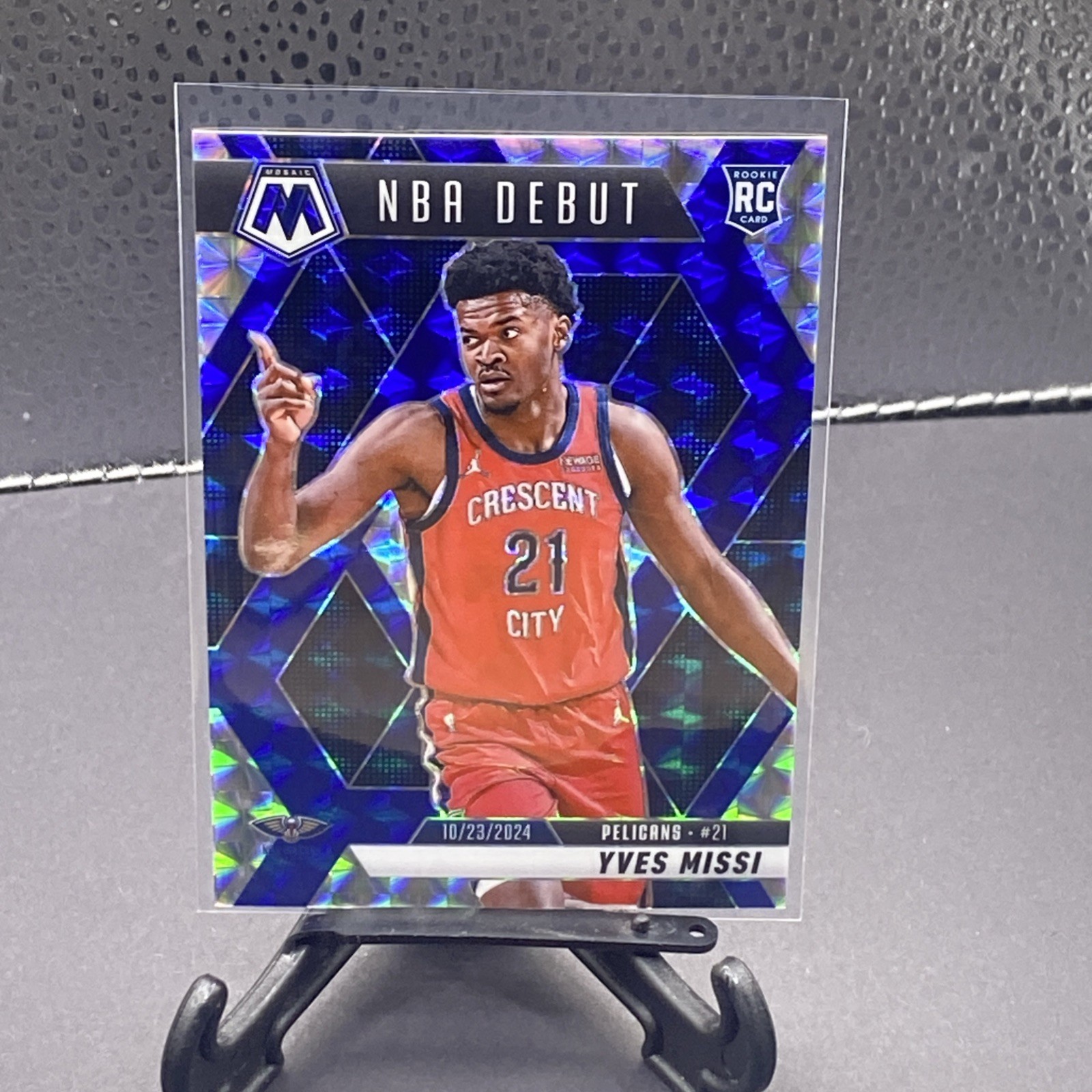 2024-25 Mosaic Yves Missi Rookie NBA Debut Choice Blue Prizm #21/45