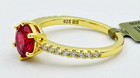 LAB CREATED 1.35 Cts RUBY & W/SAPPHIRES RING 14K YELLOW GOLD PLATED (.925) - NWT — photo 3