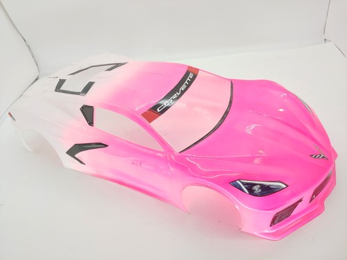 Custom Painted Pink/White Protoform Arrma Felony & Infraction Corvette C8 Body