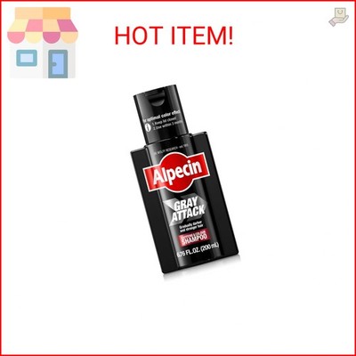 Alpecin Gray Attack Caffeine & Color Shampoo for Men 6.76 Fl Oz | Gradually Dark