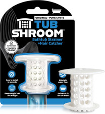 Tubshroom Tub Drain Hair Catcher Strainer, White   Drain Protector and Hair Catc