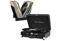 VICTROLA JOURNEY+ BLUETOOTH SUITCASE RECORD PLAYER MATCHING RECORD STAND BLACK