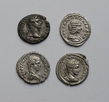 Roman coins 4 Denarii Domitian Julia Domna Geta Elagabalus