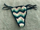 Victoria Secret Panties Vintage V String Green Blue  95 Percent Cotton L Rare — photo 1